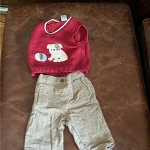 Kids Red Sweater Vest with Puppy Design